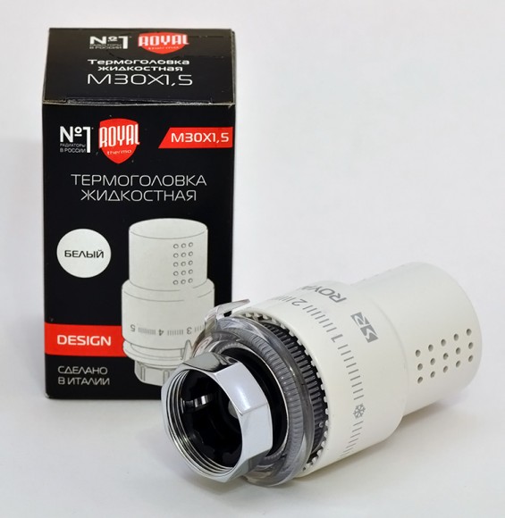 Термоголовка жидкостная ROYAL THERMO Design М30х1,5 (Белый)* Термоголовка жидкостная ROYAL THERMO Design М30х1,5 (Белый)*