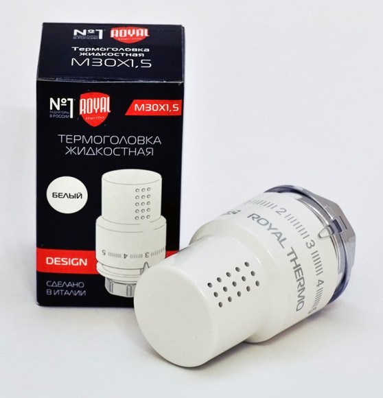Термоголовка жидкостная ROYAL THERMO Design М30х1,5 (Белый)* Термоголовка жидкостная ROYAL THERMO Design М30х1,5 (Белый)*