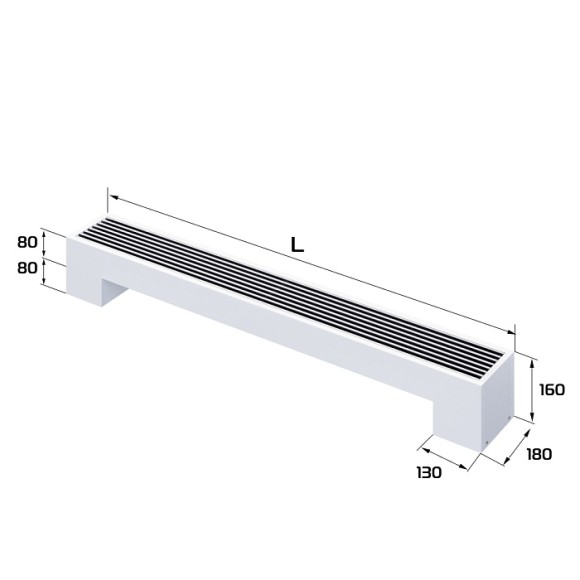 Напольный конвектор Royal Thermo STEP-80/180-1-N-WT-LG-NA белый (выбор длины)