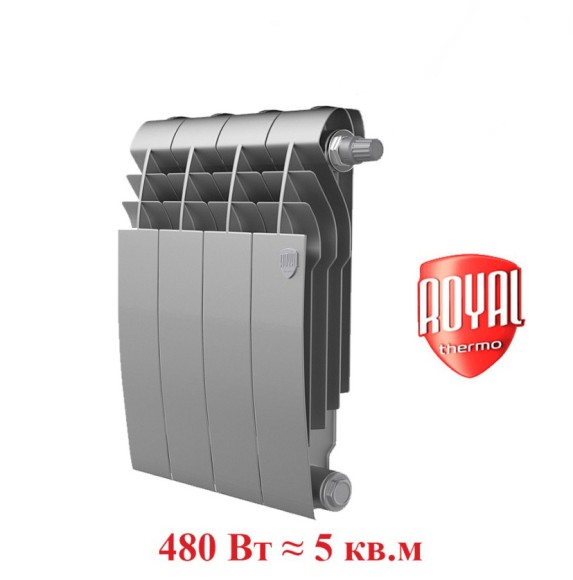 Биметаллический радиатор Радиатор Royal Thermo BiLiner 350 4 сек. VR80 нижнее 80 мм подключение (Silver Satin)