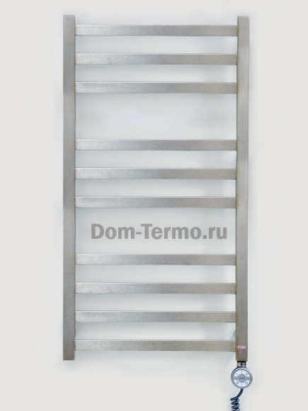 GROTA Vento 530*900мм, ТЭН Terma MOA Silver mat серебро, Полотенцесушитель Грота, водяной, электрический, хром, матовая нержавейка, дизайн радиатор из нержавеющей стали, дизайнерские полотенцесушители фото, комплект уголков квадрат для подключения водяног