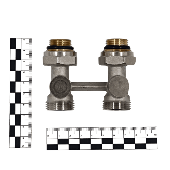 Прямой Н-образный клапан Primoclima Armature для нижнего подключения 3/4"х1/2" (никель)
