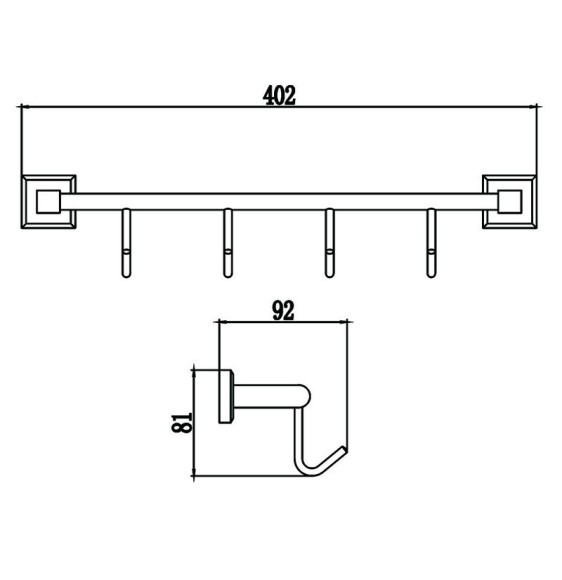 Планка с крючками (4 крючка) Savol S-009574 (выбор цвета)