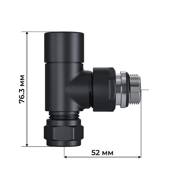 Набор термостатический осевой Royal Thermo Design Pro 15мм М30х1,5 Черный (выбор термостата)