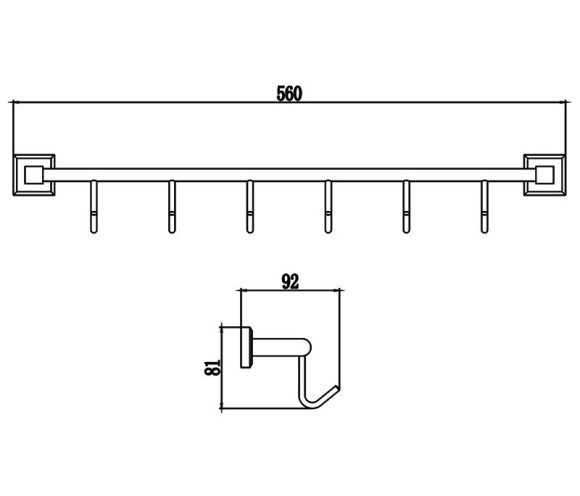 Планка с крючками (6 крючков) Savol S-009576 (выбор цвета)