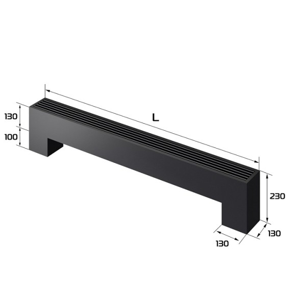 Напольный конвектор Royal Thermo STEP-130/130-2-N-WT-LG-NA черный (выбор длины)