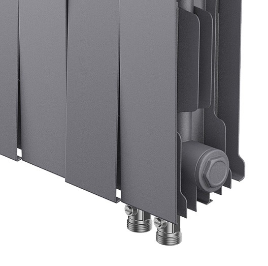 Биметаллический радиатор Royal Thermo PianoForte 200 20 сек. VR80 нижнее 80 мм подключение (Silver Satin)