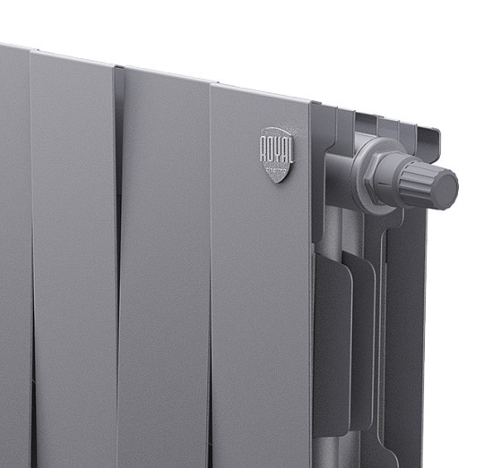 Биметаллический радиатор Royal Thermo PianoForte 200 20 сек. VR80 нижнее 80 мм подключение (Silver Satin)