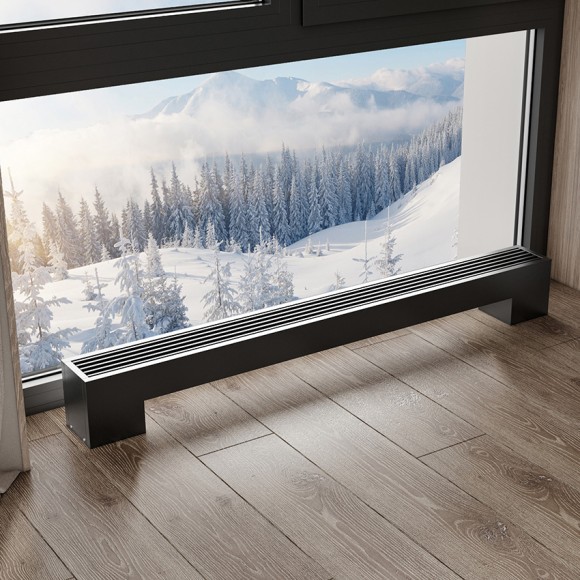 Напольный конвектор Royal Thermo STEP-80/130-1-N-WT-LG-NA черный (выбор длины)