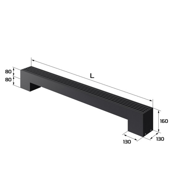 Напольный конвектор Royal Thermo STEP-80/130-1-N-WT-LG-NA черный (выбор длины)