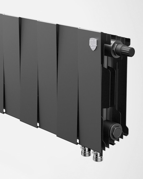 Биметаллический радиатор Royal Thermo PianoForte 200 14 сек. VR80 нижнее 80 мм подключение (Noir Sable)