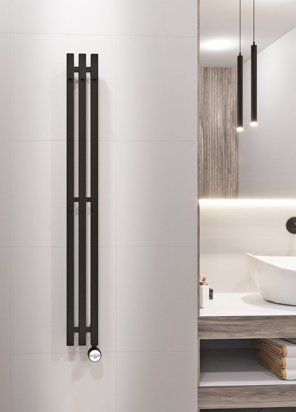 Grota Corsa 130х1200мм (3 сек) с крючками (черный 9005 мат.) водяной дизайн радиатор из нержавеющей стали Grota Corsa 130х1200мм (3 сек) с крючками (черный 9005 мат.) водяной дизайн радиатор из нержавеющей стали