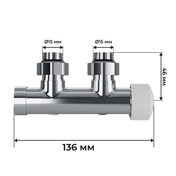 Узел нижнего подключения термостатический угловой Royal Thermo Design Pro 15мм М30х1,5 (Хром) Узел нижнего подключения термостатический угловой Royal Thermo Design Pro 15мм М30х1,5 (Хром)