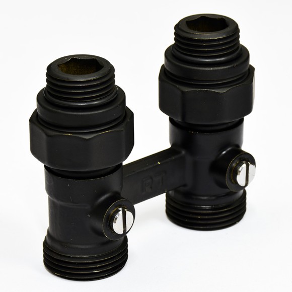 Узел нижнего подключения радиатора Royal Thermo 1/2"-3/4" Черный (прямой)