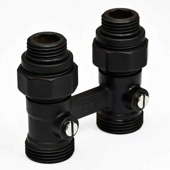 Узел нижнего подключения радиатора Royal Thermo 1/2"-3/4" Черный (прямой)