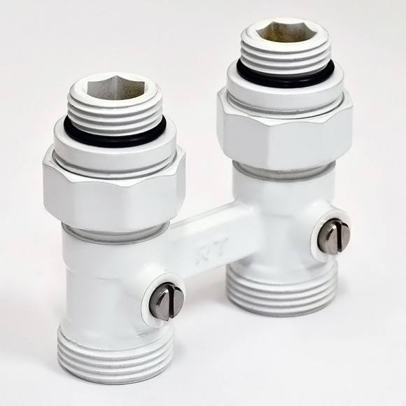 Узел нижнего подключения радиатора Royal Thermo 1/2"-3/4" Белый (прямой)