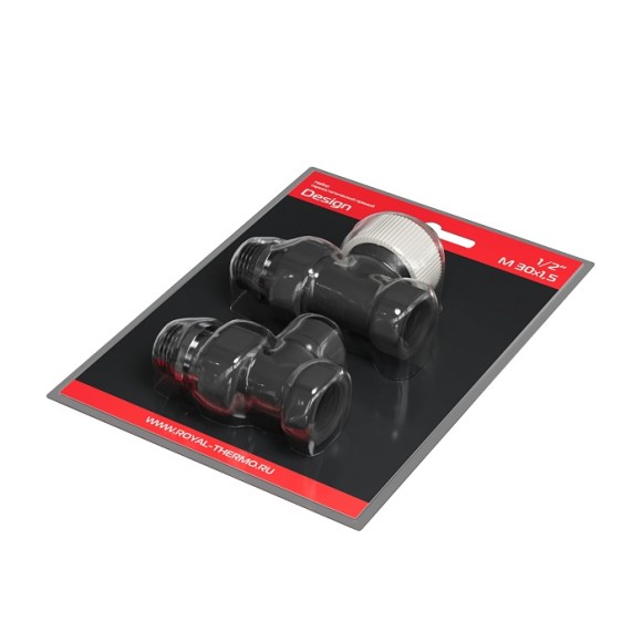 Набор термостатический прямой Royal Thermo Design 1/2" М30х1,5 Черный (выбор термостата)