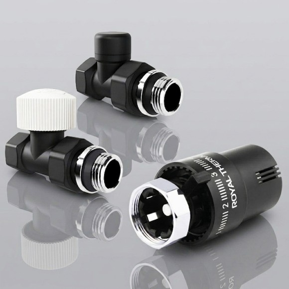 Набор термостатический прямой Royal Thermo Design 1/2" М30х1,5 Черный (выбор термостата)