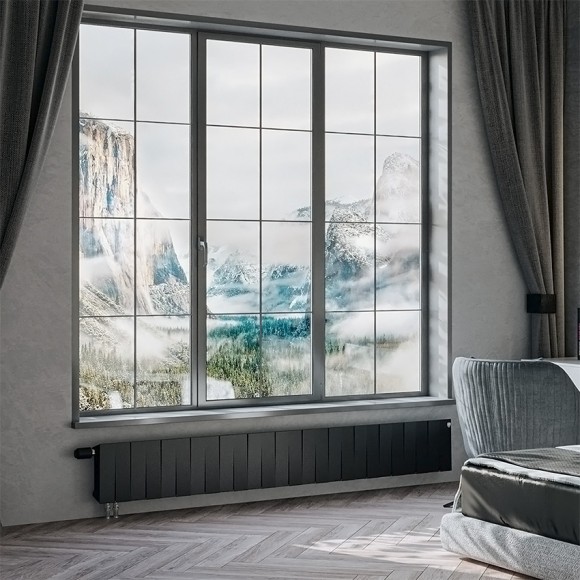 Биметаллический радиатор Royal Thermo PianoForte 200 20 сек. VR80 нижнее 80 мм подключение (Noir Sable)