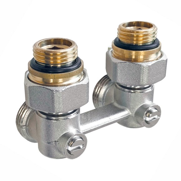 Узел нижнего подключения радиатора Royal Thermo 1/2"-3/4" Никель (угловой)