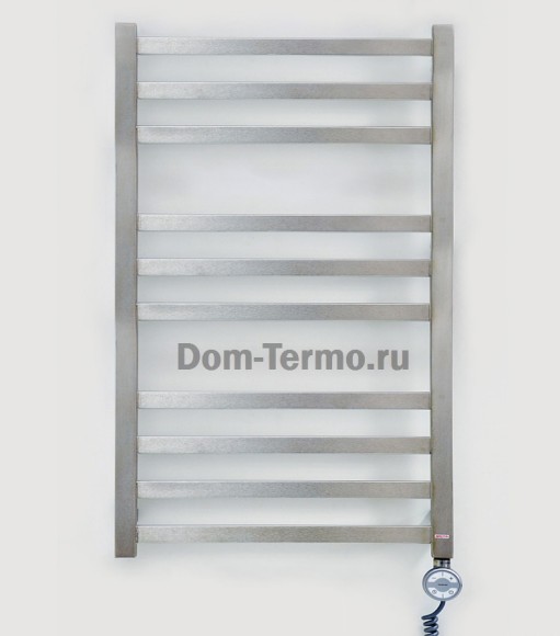 GROTA Vento 630*900мм, ТЭН Terma MOA Silver mat серебро, Полотенцесушитель Грота, водяной, электрический, хром, матовая нержавейка, дизайн радиатор из нержавеющей стали, дизайнерские полотенцесушители фото, комплект уголков квадрат для подключения водяног