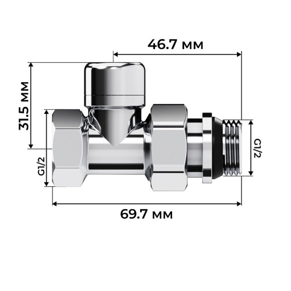 Набор термостатический прямой Royal Thermo Design 1/2" М30х1,5 Хром (выбор термостата)
