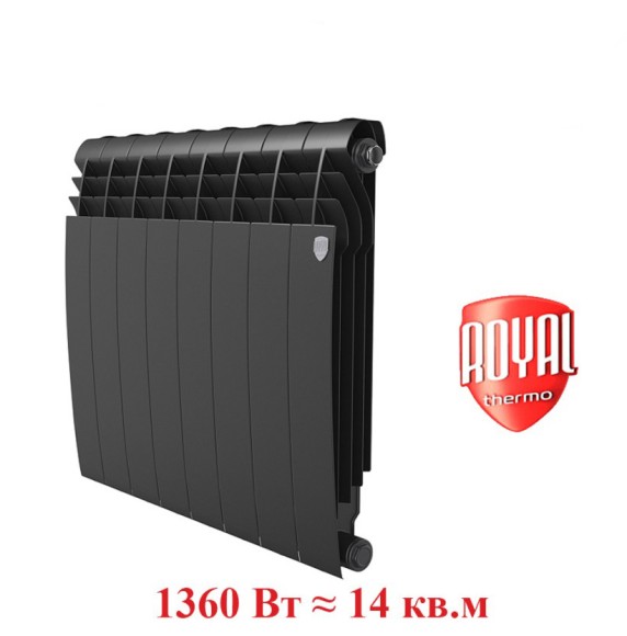 Биметаллический радиатор Радиатор Royal Thermo BiLiner 500 8 сек. боковое подключение (Noir Sable)