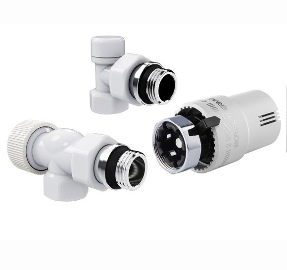 Набор термостатический осевой Royal Thermo Design 1/2" М30х1,5 Белый (выбор термостата)