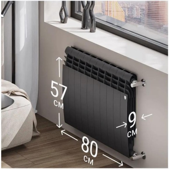 Биметаллический радиатор Радиатор Royal Thermo BiLiner 500 10 сек. боковое подключение (Noir Sable)
