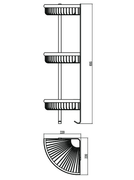 Полка решетка угловая тройная Savol S-005854-3 (выбор цвета)