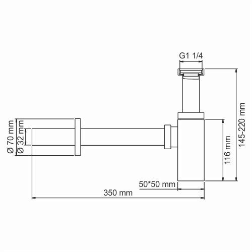 Wasserkraft A169 Сифон для раковины (черный Soft-touch)