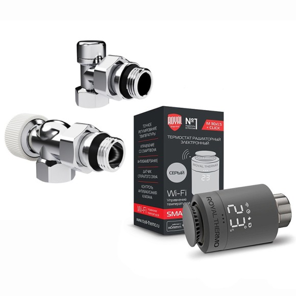 Набор термостатический осевой Royal Thermo Design 1/2" М30х1,5 Хром (выбор термостата)
