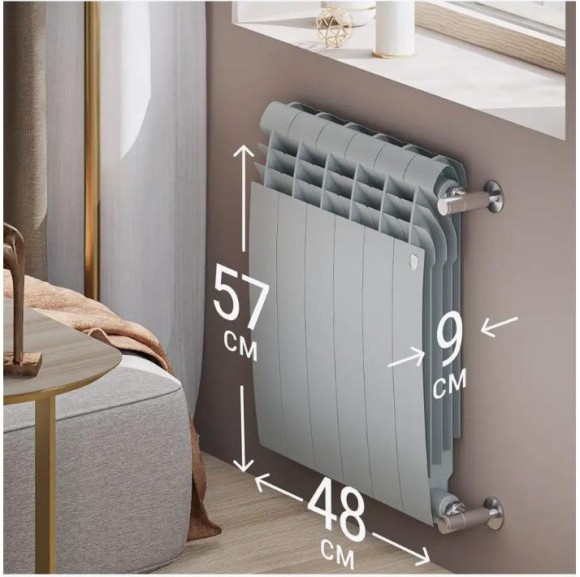 Биметаллический радиатор Радиатор Royal Thermo BiLiner 500 6 сек. боковое подключение (Silver Satin)