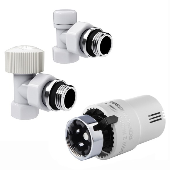 Набор термостатический угловой Royal Thermo Design 1/2" М30х1,5 Белый (выбор термостата) Набор термостатический угловой Royal Thermo Design 1/2" М30х1,5 Белый (выбор термостата)