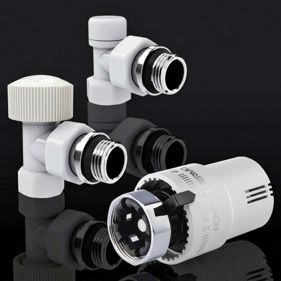 Набор термостатический угловой Royal Thermo Design 1/2" М30х1,5 Белый (выбор термостата) Набор термостатический угловой Royal Thermo Design 1/2" М30х1,5 Белый (выбор термостата)