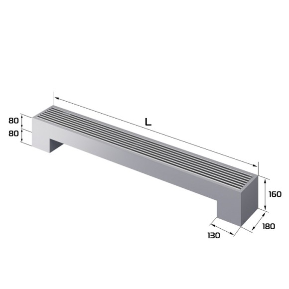 Напольный конвектор Royal Thermo STEP-80/180-1-N-WT-LG-NA серебристый (выбор длины)