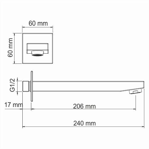 Wasserkraft A220 Настенный излив для ванны (черный Soft-touch)