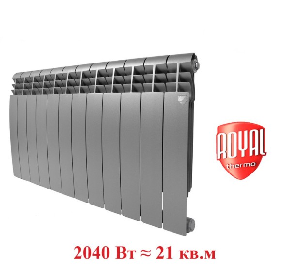 Биметаллический радиатор Радиатор Royal Thermo BiLiner 500 12 сек. боковое подключение (Silver Satin)