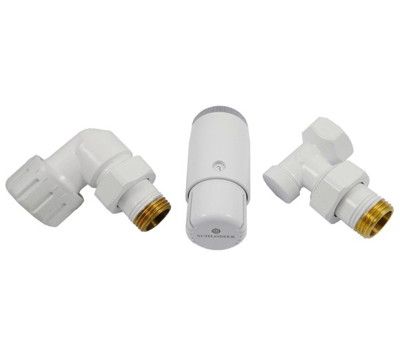 Комплект трехосевой левый, Белый SCHLOSSER DN15 GZ1/2 x GW1/2 с головкой Мини M30x1,5 (арт.602200067)*