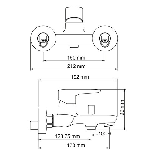 Wasserkraft Vils 5601 Смеситель для ванны с коротким изливом (хром)